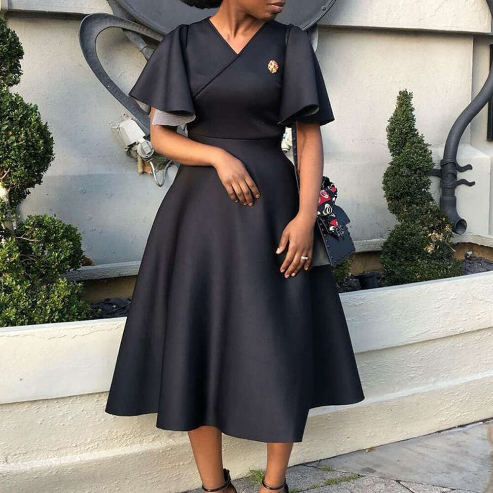 Women's Wear Women's 2023 New Flare Sleeves V-Neck Fashionable Style Large Dress