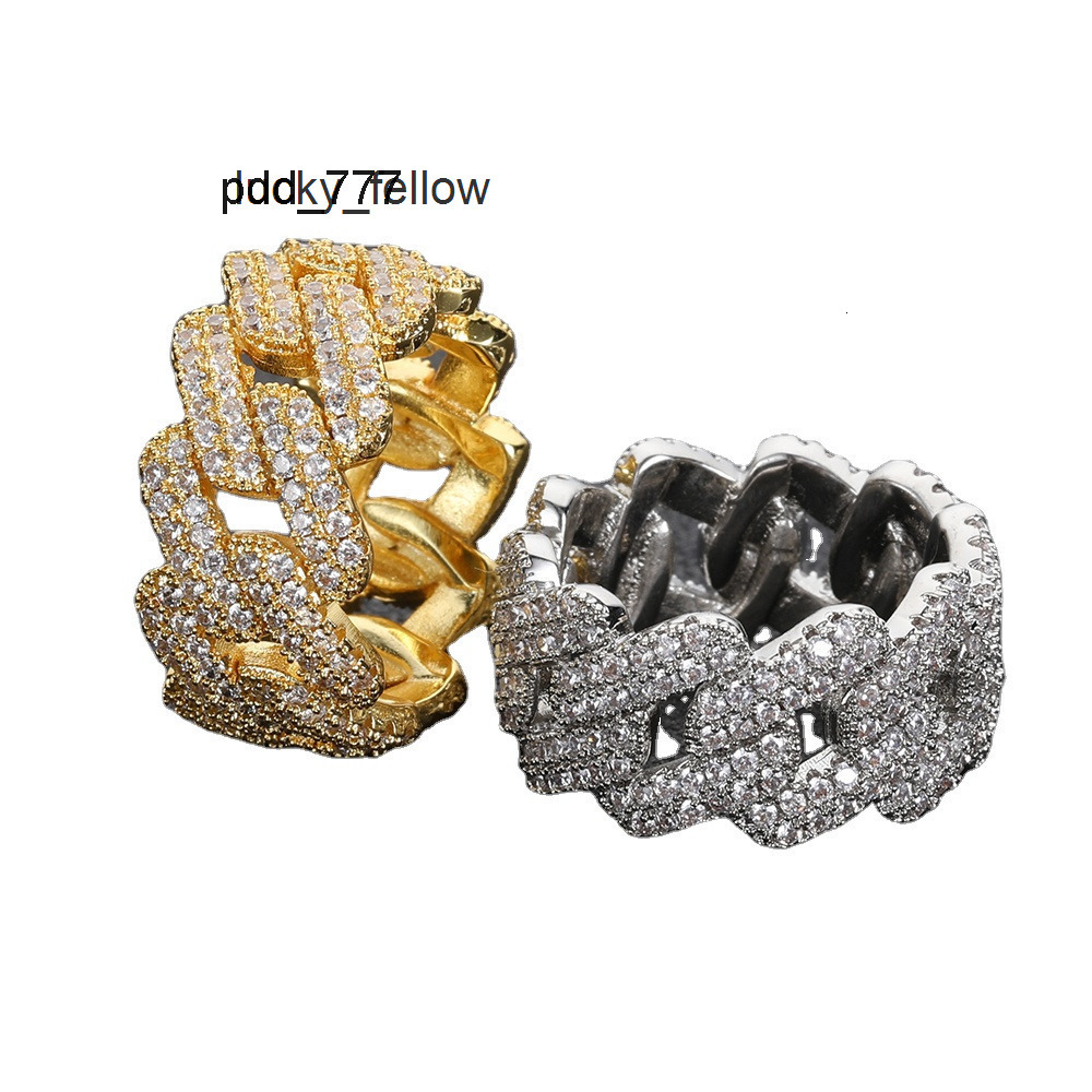 New Hiphop Rhombic Gold-plated Platinum Moissanite Ring Fashion Jewelry and Accessory in Europe and USA for Men and Women Wholesale