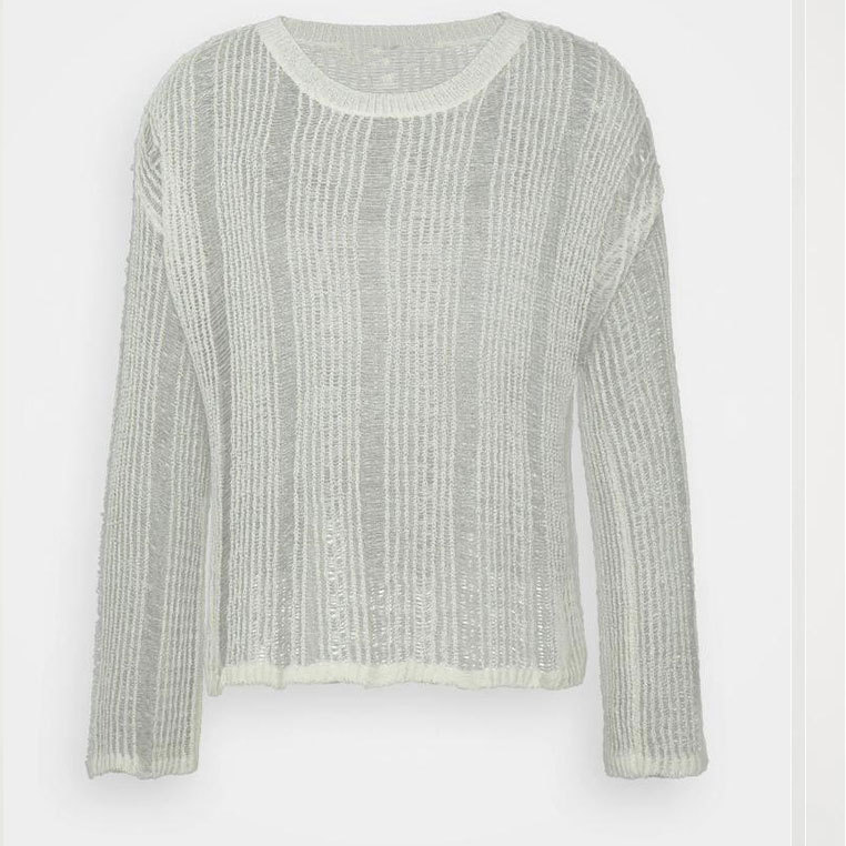 Men's T Shirts Elastic hollow slightly transparent sweater for men, long sleeved loose and versatile knitted sweater