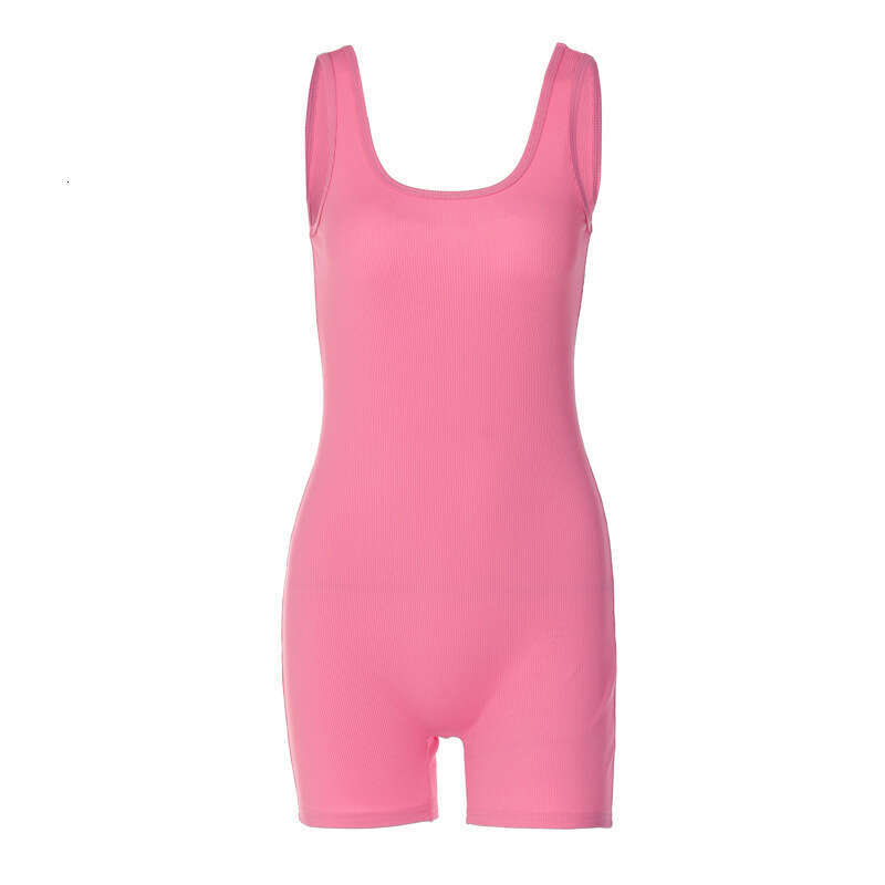 European American spring women's product fashionable solid color U-neck slim fit slimming backless jumpsuit wholesale 2025 new style chic and ele