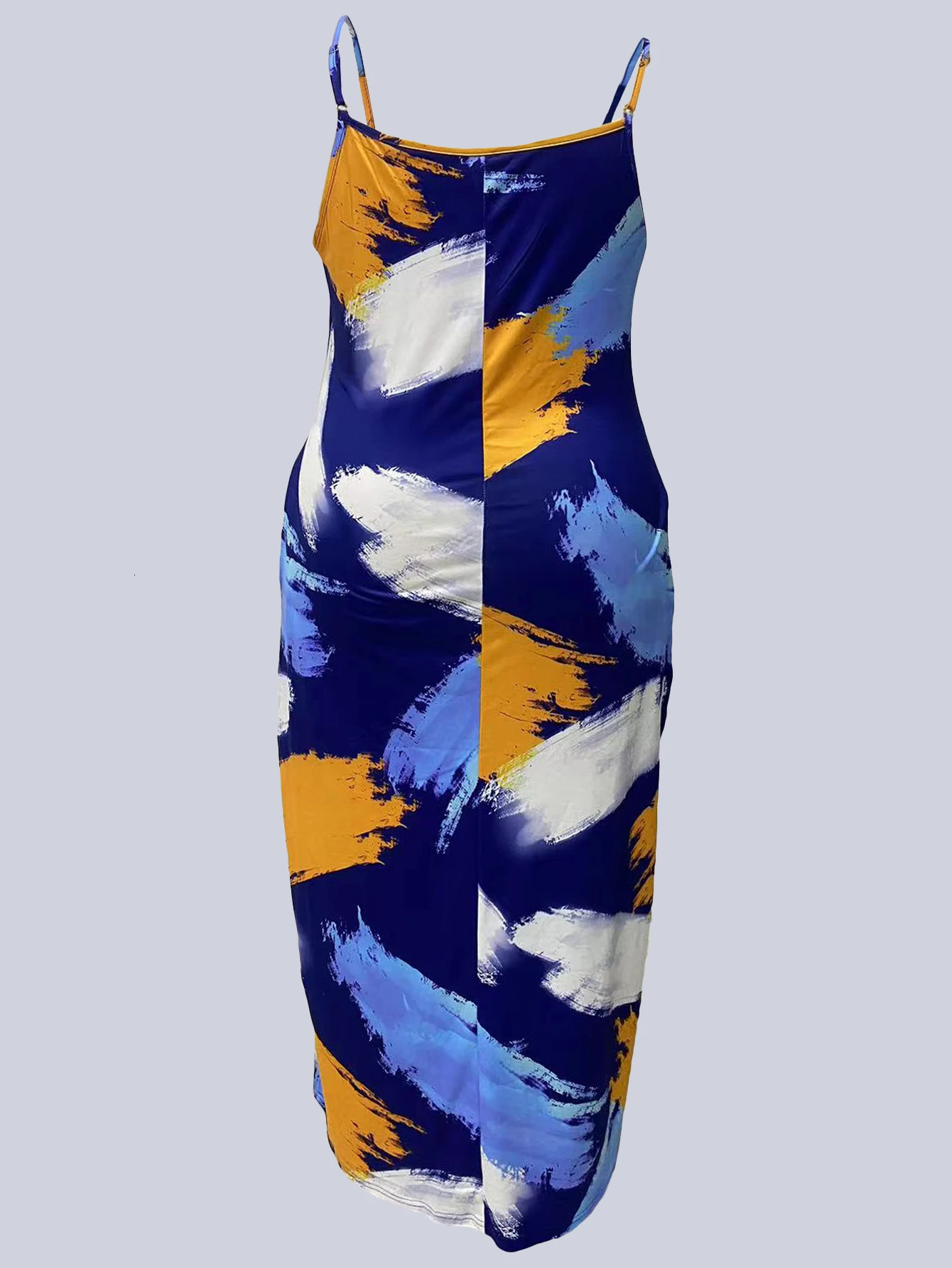 plus Size Fashion Graffiti Print Halter Dress with Adjustable Buckle Pocket Womens Summer Casual Dress 250509