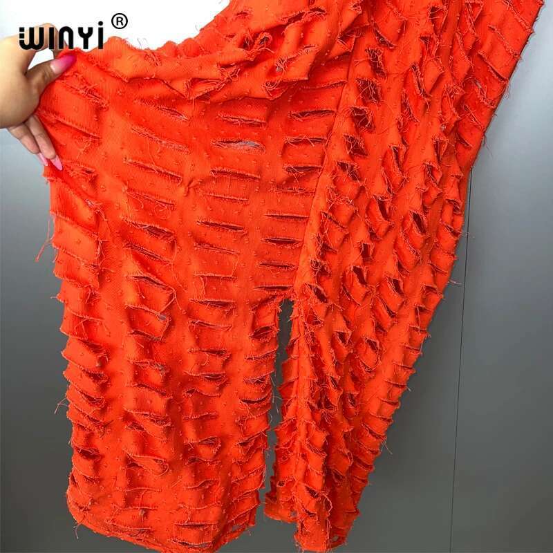 WINYI Summer Original Openwork Loose Denim Jumpsuit Fashion Cover Up