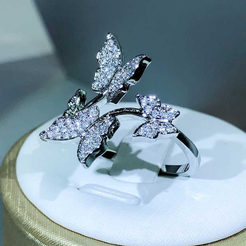 925 Sterling silver Elegant Bow Ring Colorful Resizable Ring Inlay Zircon Ring Fashion Jewelry Wedding Engagement RingXJ250514