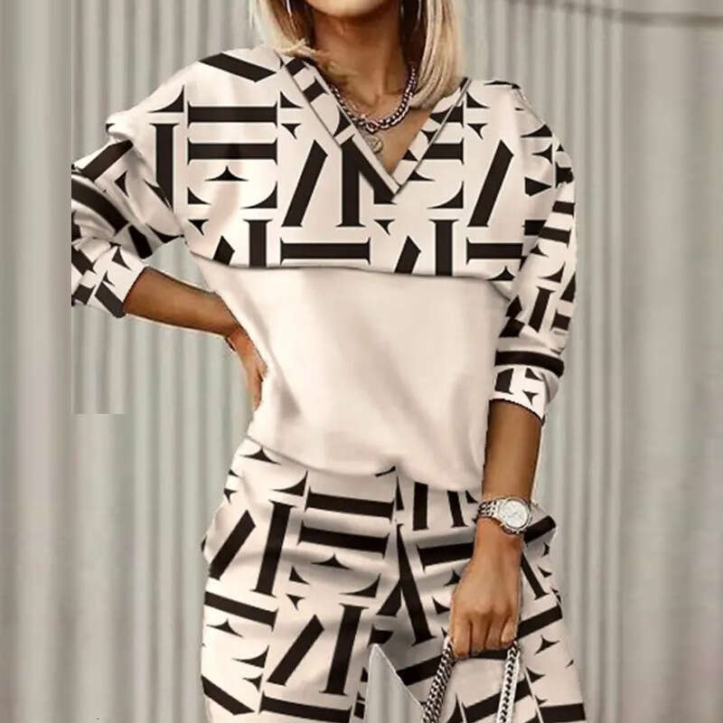 2025 New Spring Casual Womens Wear Sports Long Sleeve Printed Fashion Set for Women Non-ironing Washable Temperament Printing Ventilation New Arrival