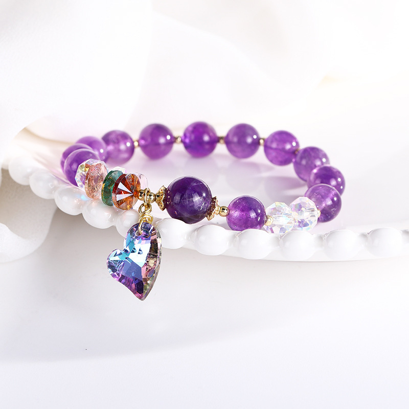 New Natural Amethyst Crystal Copper Accessories for Female Minority Design Sense Student Friend Bracelet Personalized Handicrafts