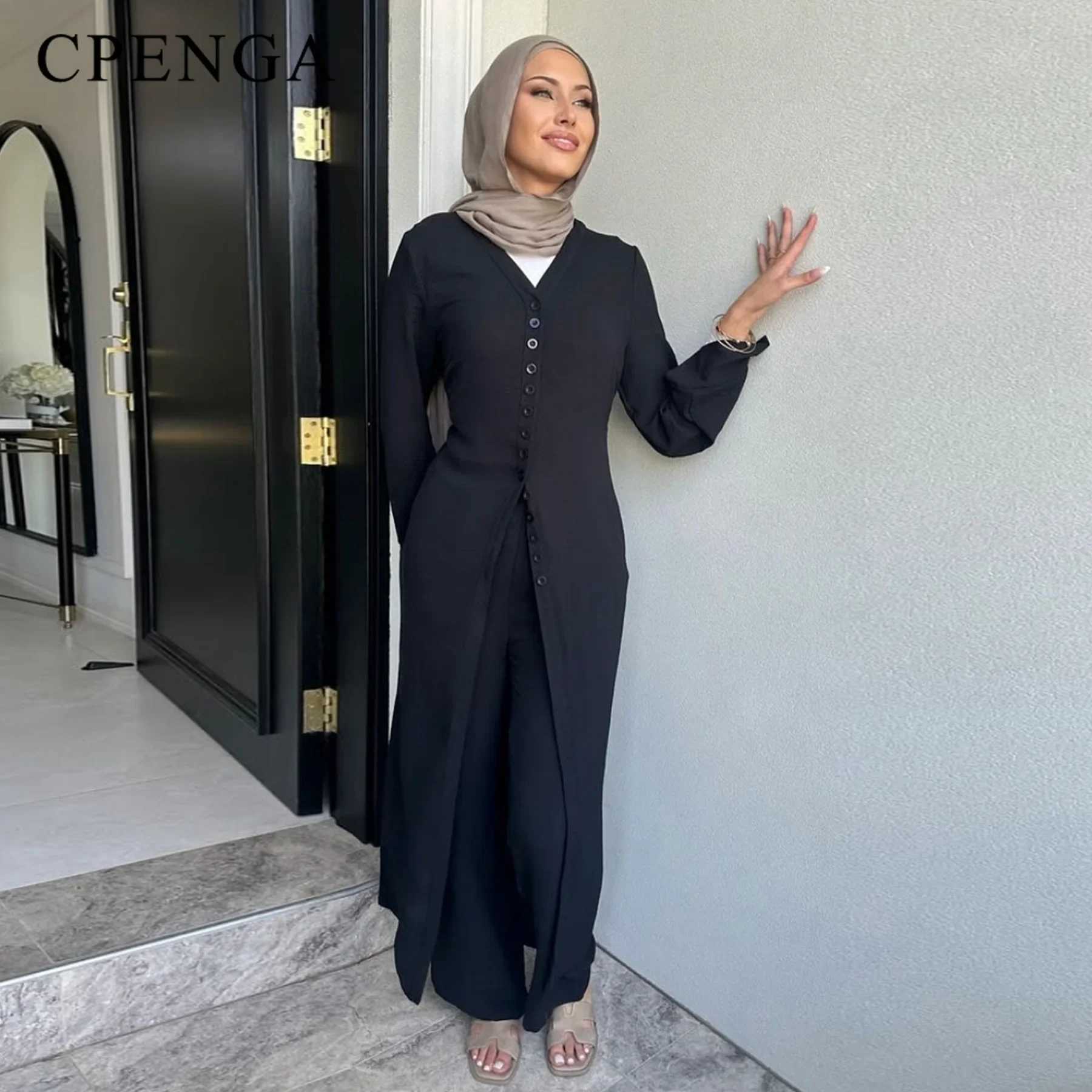 Two Piece Muslim Sets for Woman Ramadan Dubai Modest Abaya Dress Islamic Femme Vacation Travel Outfit Fashion Turkey Robe 2025 X250514