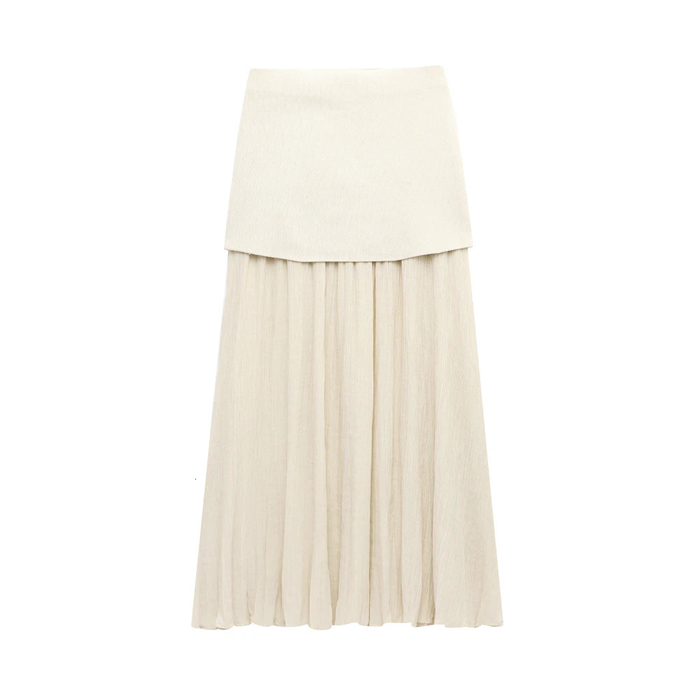 SpringSummer Womens Fashion Buckle Knitted Tank Top Long Skirt Set Metal VestKnitted Small Folded Splicing With 250514