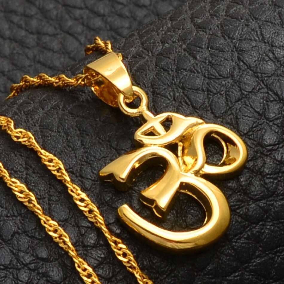 Anniyo African Symbol Small Yoga Charm Necklace Pendant For Women Girl,Indian Hindoo Hindu Buddhist OM India Religion #00710
