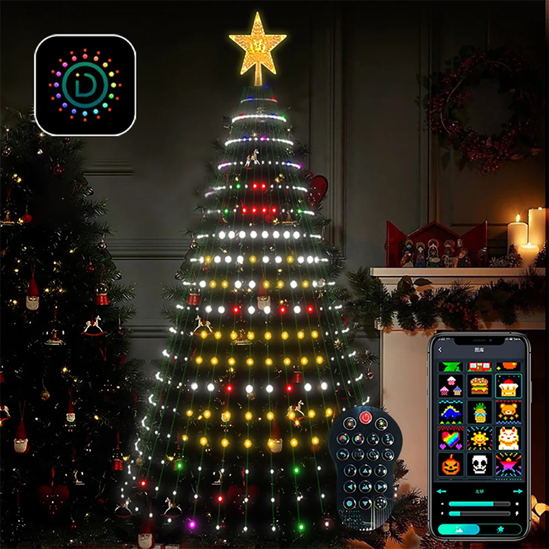 Smart App-Controlled Christmas Tree Lights with Customizable Color Combinations & Timer Switch