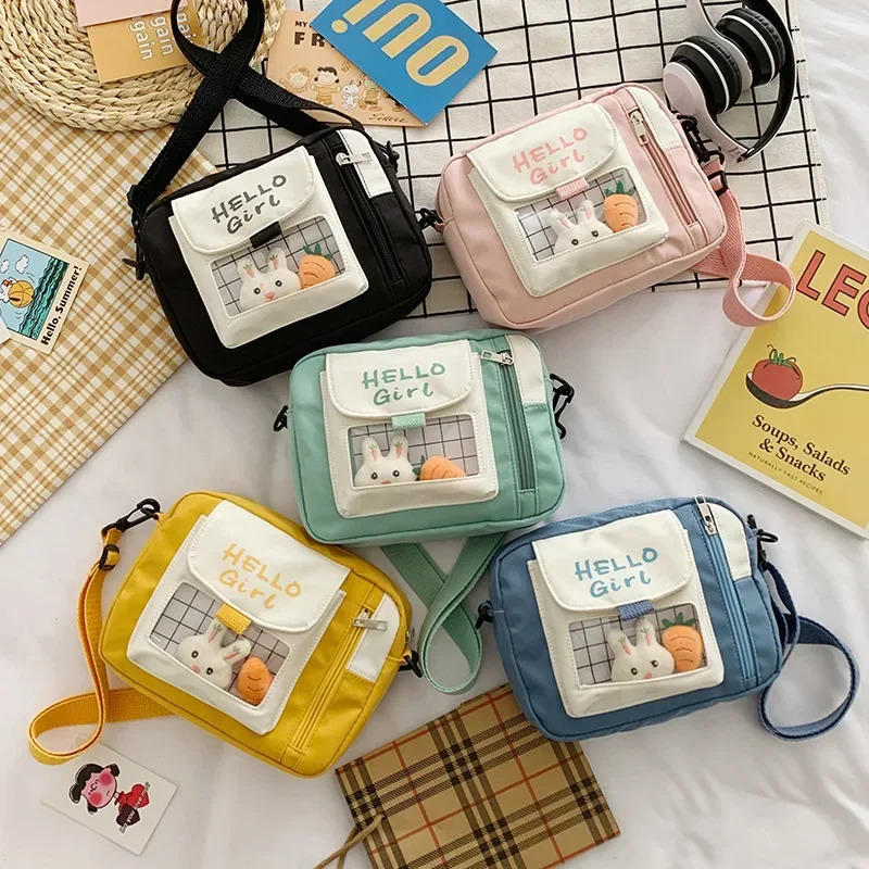 Women Crossbody Female Cute Girl Canvas Student Korean Version Oneshoulder Small Square Bag Multifunctional Allmatch Cross 250514