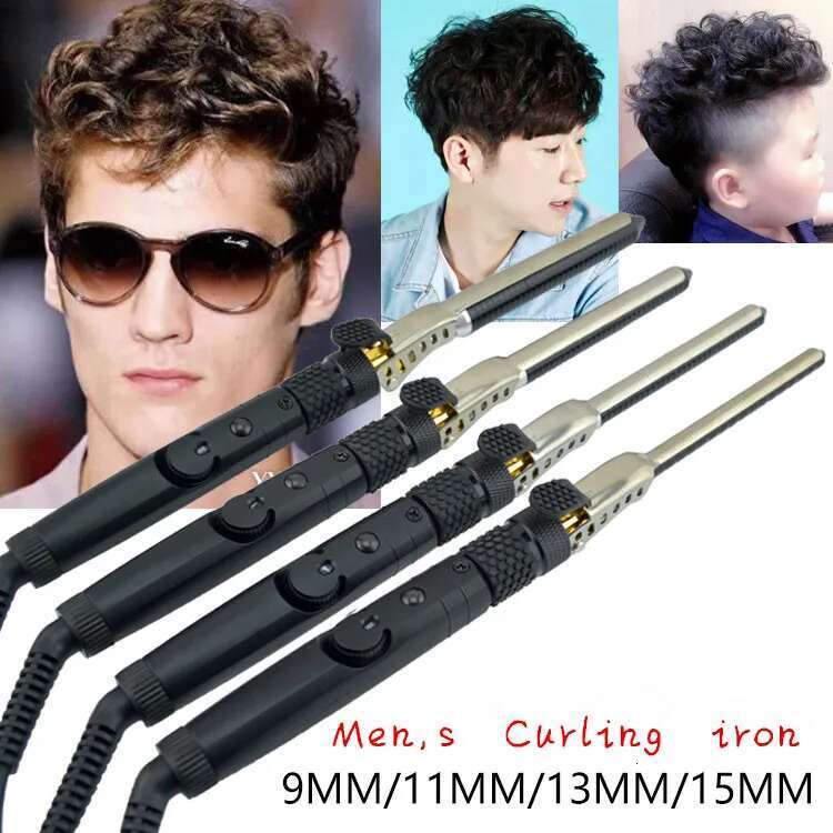 Men,s Ceramic Curlers Small Size With Short t Corrugated Curling Iron For Hair Universal Voltage Black