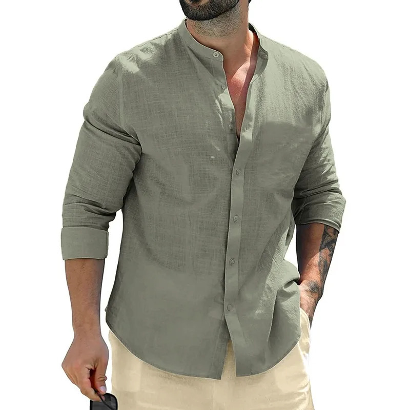 Autumn Mens Long Sleeve Shirts Cotton Business TShirts Men Breathable Solid Color Streetwear Button for White Shirt 250514