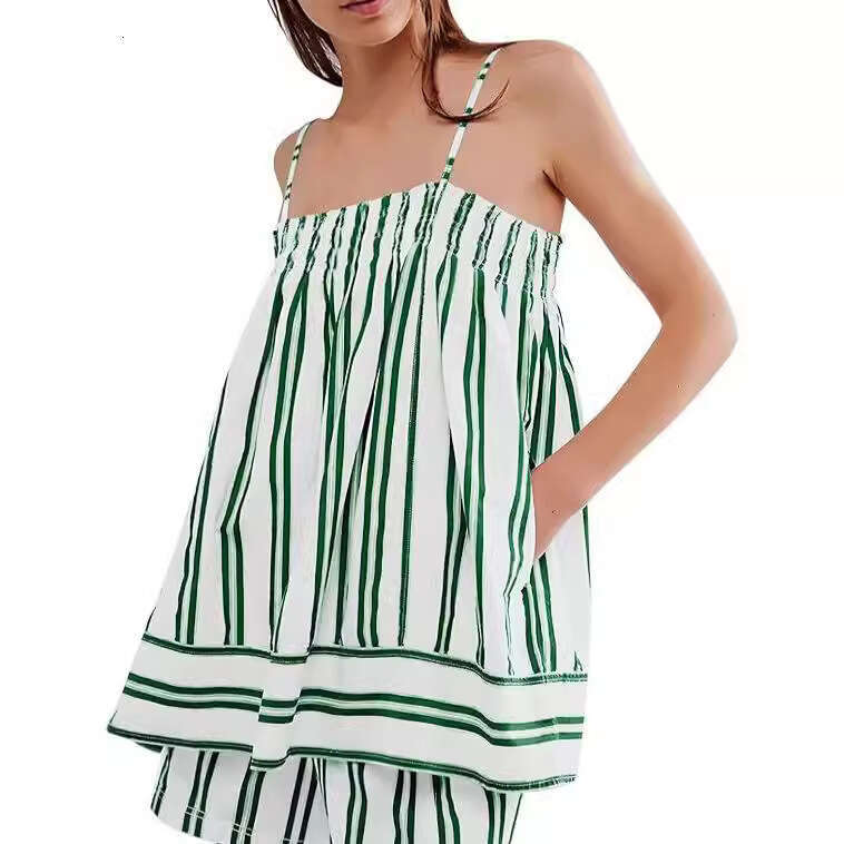 Pants Women 25 Year Spring/summer Striped Fresh Camisole Collection Shorts Set 88253 Gentle Wind Non-ironing Long Business Affairs Versatile New Arriv