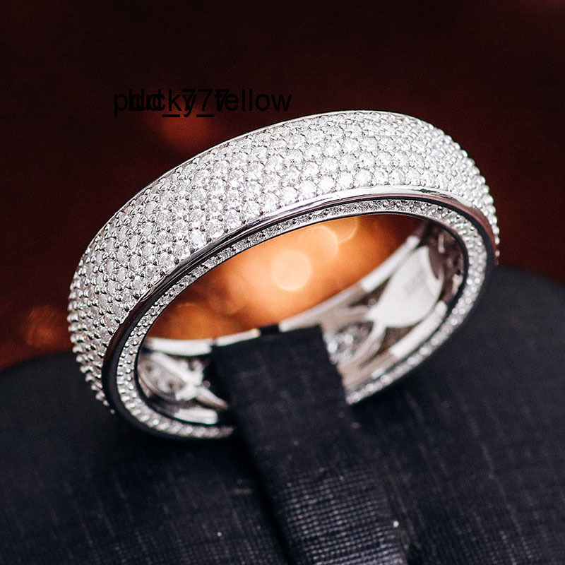 Popular Paved Moissanite Diamond Ice Out Mens Ring Band 925 Sterling Silver Engagement Wedding Ring