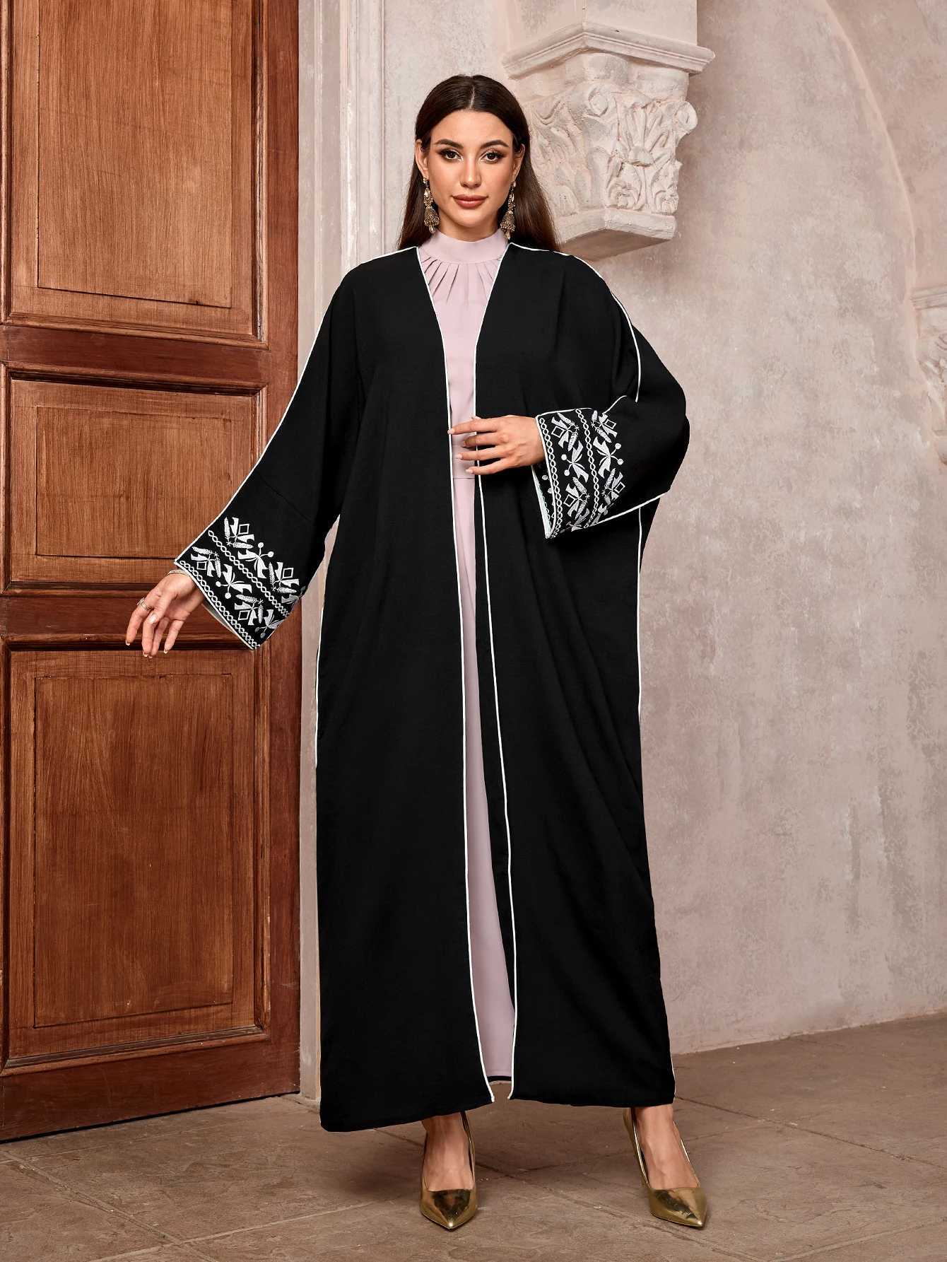 Embroidered Abaya Long Dress Kimono Coat Outwear Women Long Slve Loose Arabic Muslim Dubai Moroccan Caftan for Middle East X250514