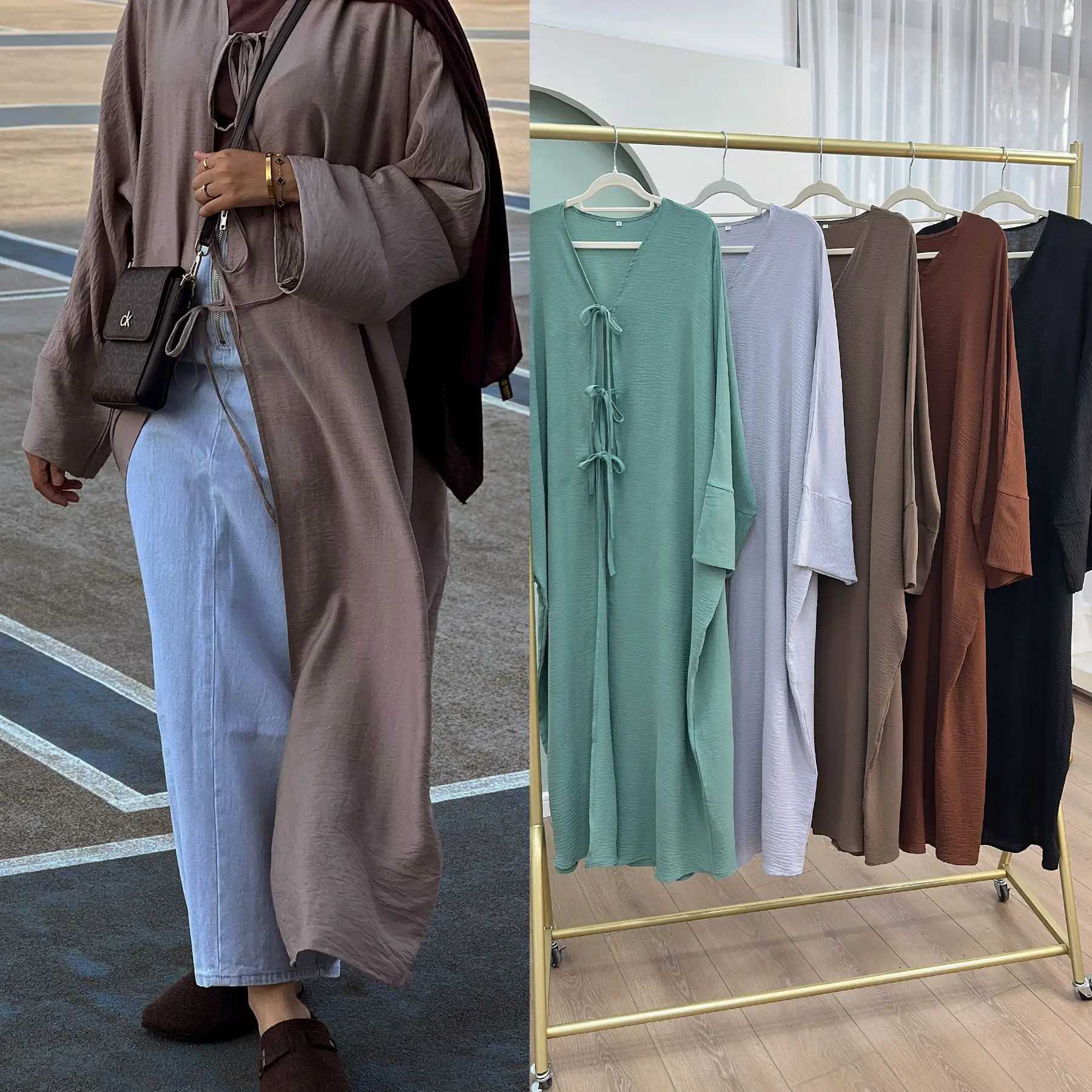Dubai Open Kimono Abaya Cardigan for Muslim Women Dress Eid Djellaba Islam Clothing Arabic Robe Ka Jalabiya Musulmane Femme X250514