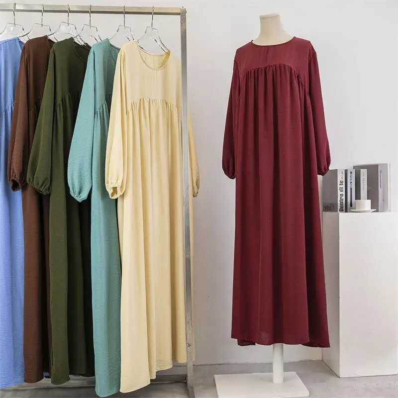 Women Loose Maxi Dresses Muslim Dress Spring Autumn Female Full Slve Casual Solid Pockets Robe Long Dresses Mujer Vestidoes X250514