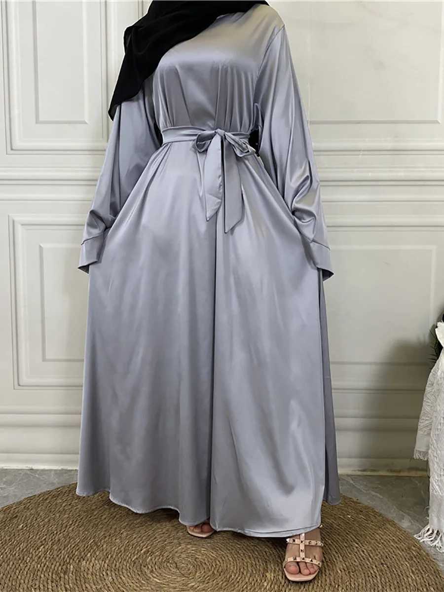 Ramadan Abaya Femme Musulmane Satin Hijab Dress Turkey Kaftan Caftan Marocain Muslim For Women Vestido Islam Simple Maxi Robe X250514