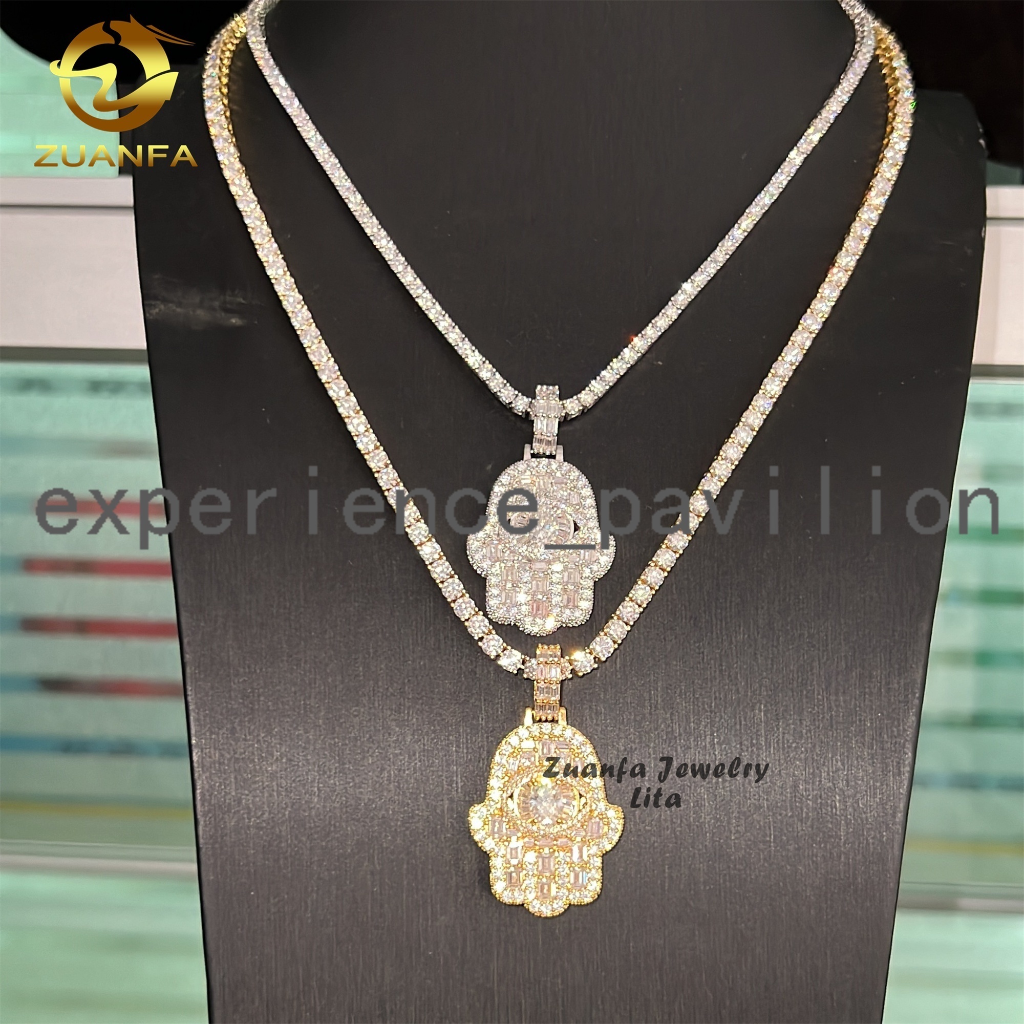 Fine Jewelry Top Quality Hip Hop Rapper Charms Silver 925 Iced Out VVS Moissanite Diamond Hamsa Pendant