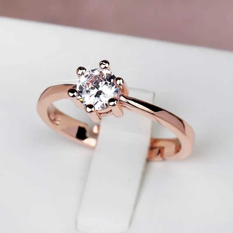 Classic Six-cl Zircon Ring Jewelry Simple Black Gold White Black Diamond Ring Wedding Bridal Engagement Adjustable RingXJ250514