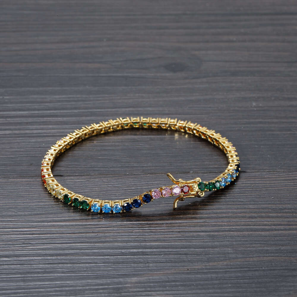 3MM Colorful Chain Tennis Single Row Hip Hop Necklace Bracelet
