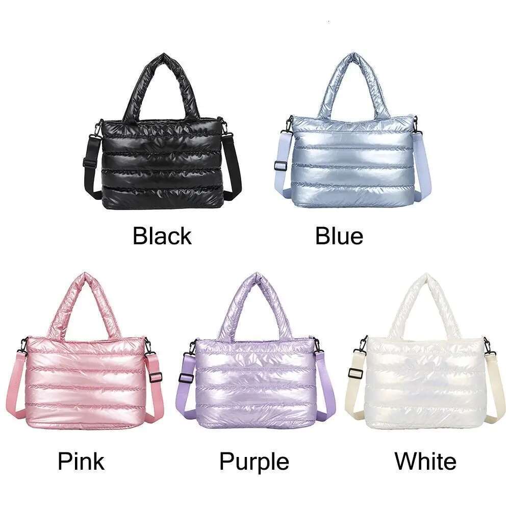 New Puffer Tote For Women Quilted Puffy Lightweight Cotton Padded Shoulder Bag Down Padding Crossbody Handbag