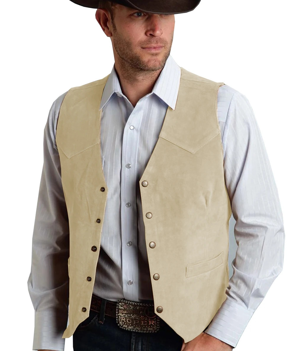 Mens Suit Vest Lapel Neck Wool Brown Waistcoat Casual Formal Doublebreasted Business Slim Fit Groomman For Wedding 250506