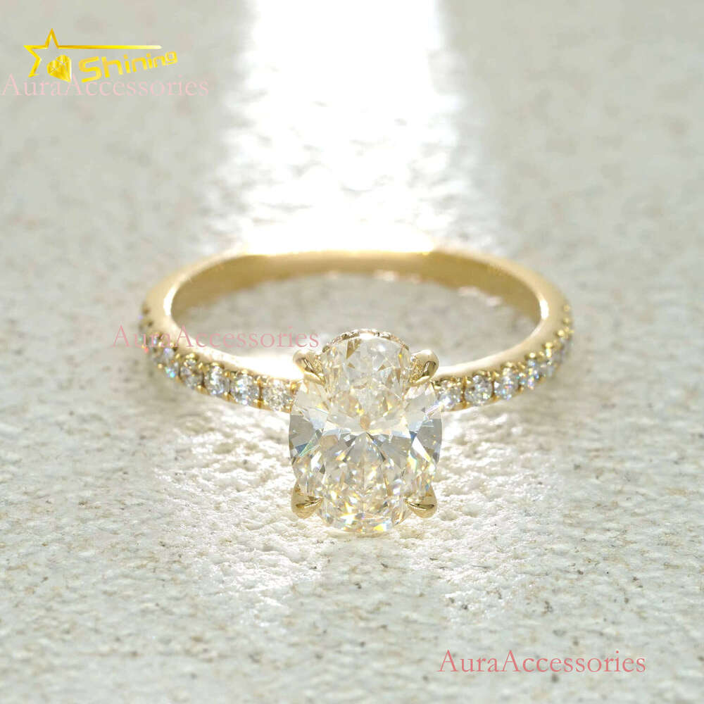 Oval Cut G VVS2 IGI Lab Grown Dias Engagement Ready to Ship Fine Jewelry 14K Solid Yellow Gold Rings with Certificate