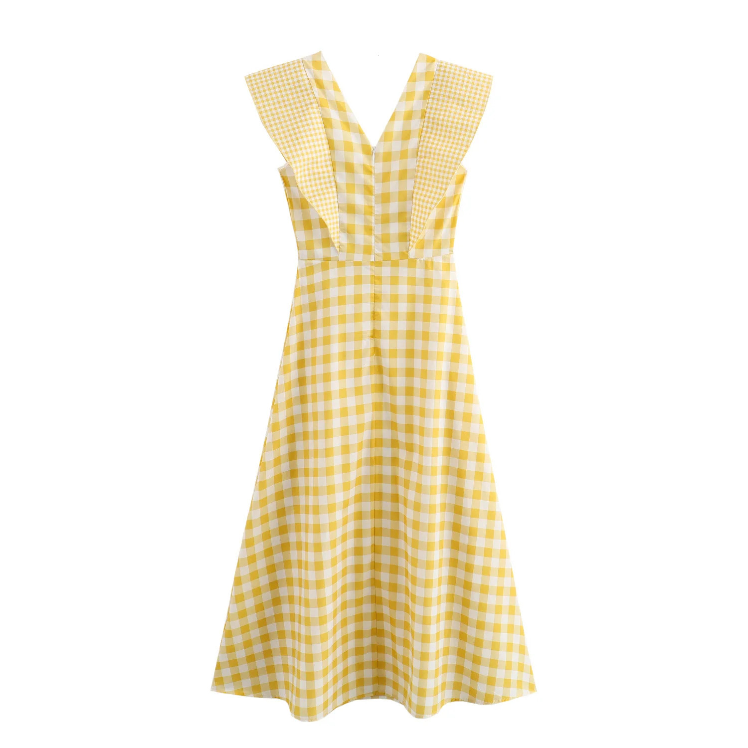 Autumn Womens Flower Shoulder Edge Printed Plaid Vneck Slim Fit Unique Elegant Fashion n Dress 250514