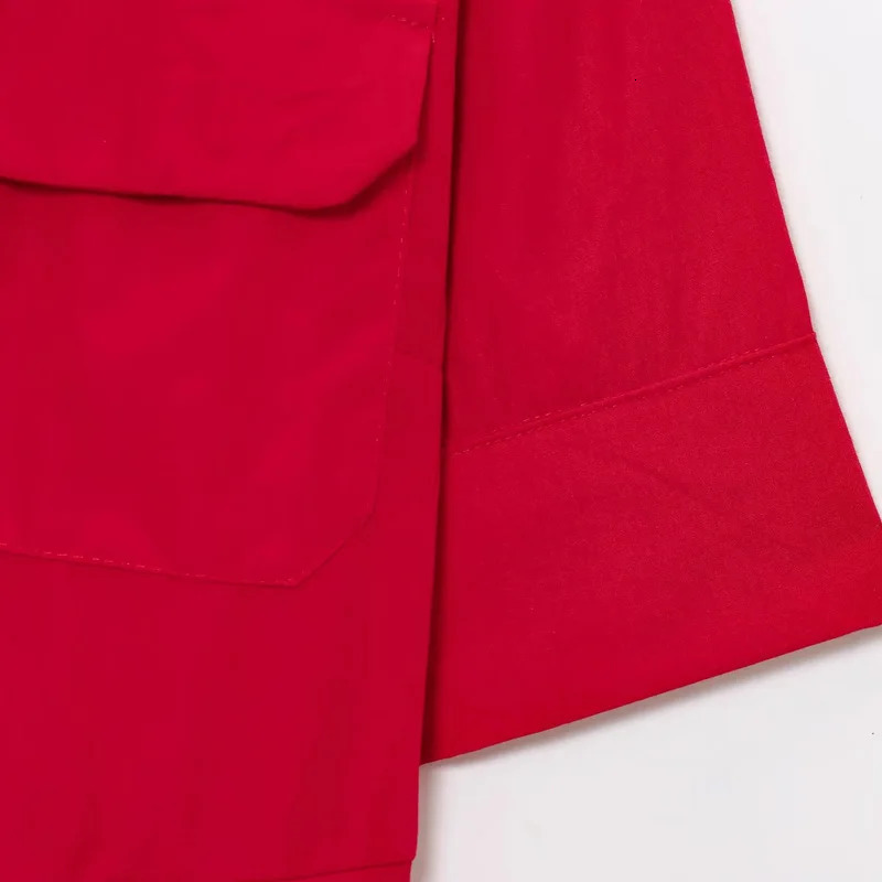 TRAF Red Womens Dress Short Sleeve Shirt Long Dresses For Woman Pleated Midi Casual Collared Holiday 088 250514