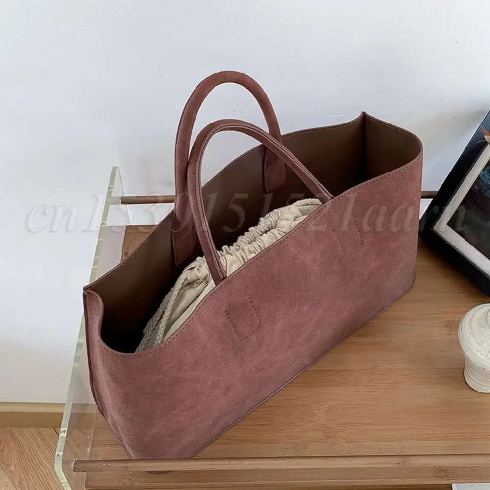 2024 Trend Suede Women's Handbag Large Capacity Versatile Top Handle With Inner Bag Vintage Solid Commuter Casual Tote Bags