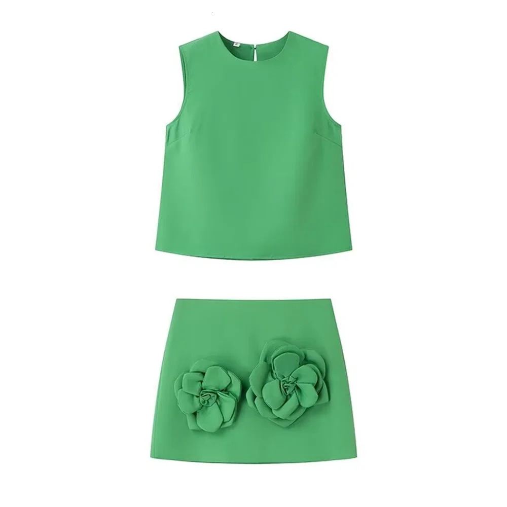 Taop Za Spring Product Womens Fashion Casual Slimming Sleeveless Top Half skirt Two piece Set 250514