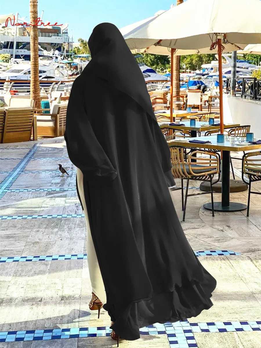 Fashion Chiffon Abaya Kimono Dubai Muslim Cardigan Abayas Women Casual Robe female Islam Clothes With Belt F2664 X250514