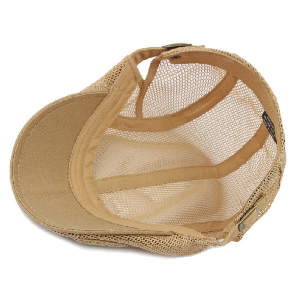 HT4379 Berets Men Women Breathable Mesh Sun Cap Spring Summer Adjustable Flat Cap Male Female Artist Painter Beret Hat Beret Cap 250514