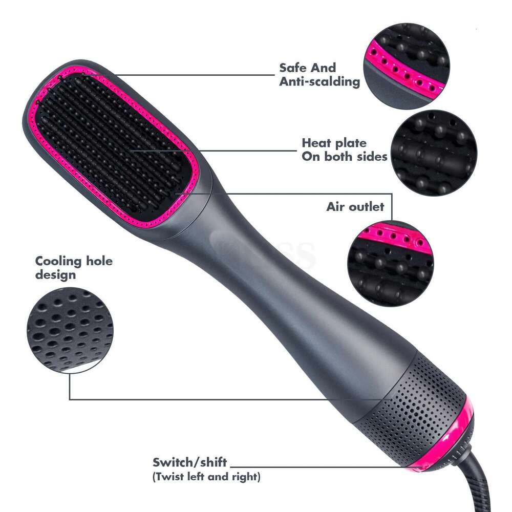 Heating Straightener Dryer and Straightening Electric Comb Brush One Step Salon Hair
