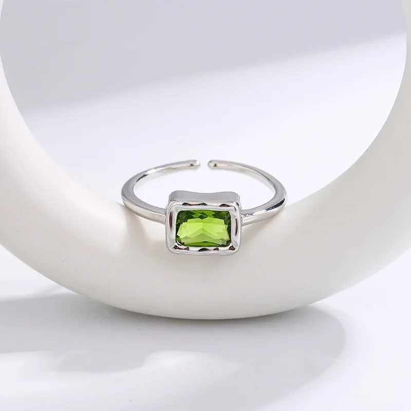 925 Sterling Silver Square Zircon Adjustable Rings For Women Wedding Luxury Jewelry DropshippingXJ250514