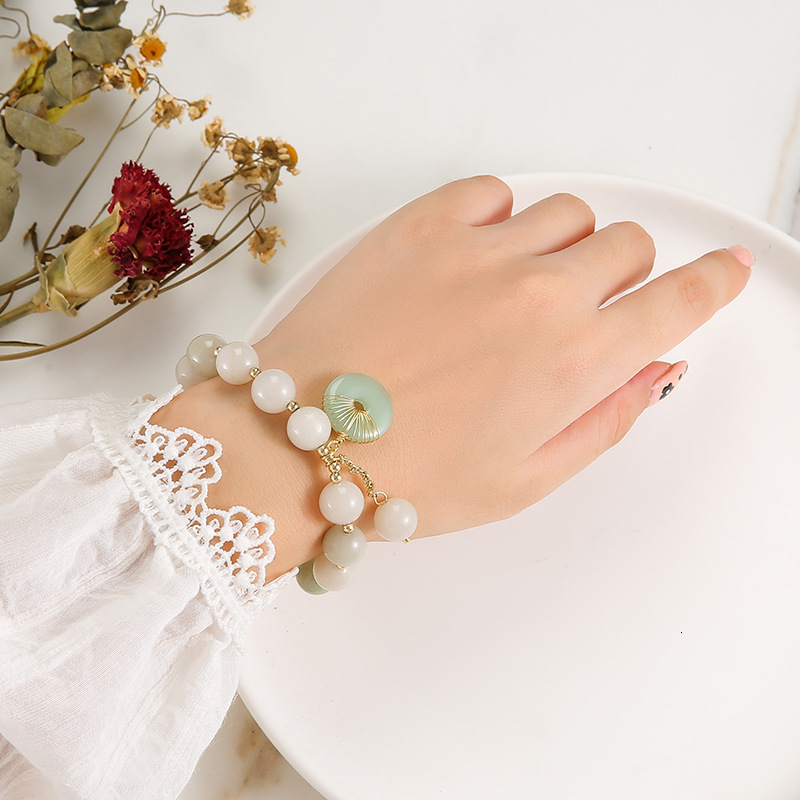 New Creative Simple Green Stone Live Streaming Featured for Girls' Girlfriend Jewelry Pearl Bracelet Accessories