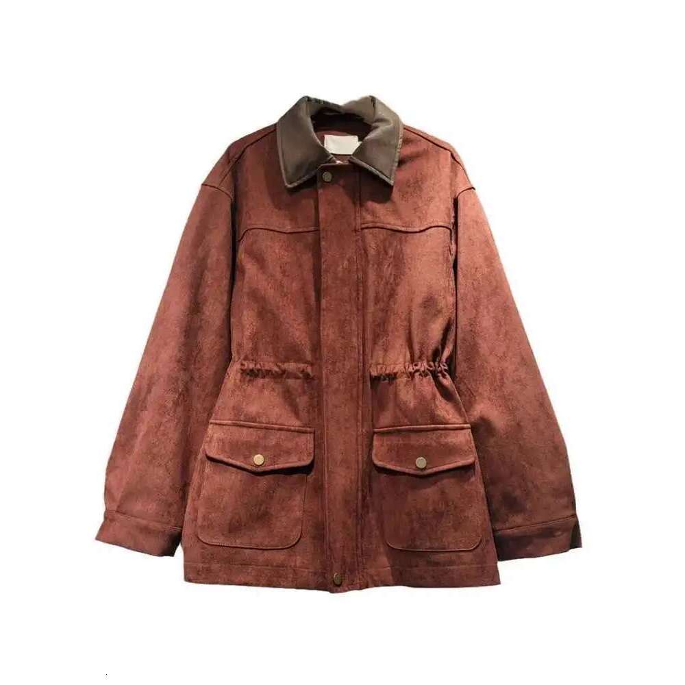 DEAT Trendy Women's Elastic Waist Design Loose Coat Autumn Vintage Fashion Lapel Long Sleeve Zipper Jacket Female 33A1908