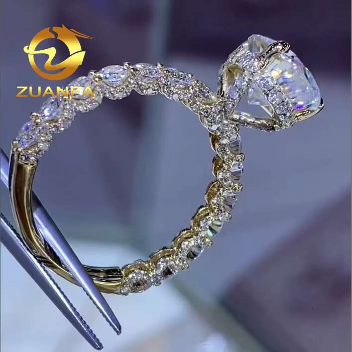 10k Solid Gold Custom 5ct Pear Cut Moissanite Diamond Ring Bling Eternity Engagement Ring Iced Out Hip Hop Ring Luxury