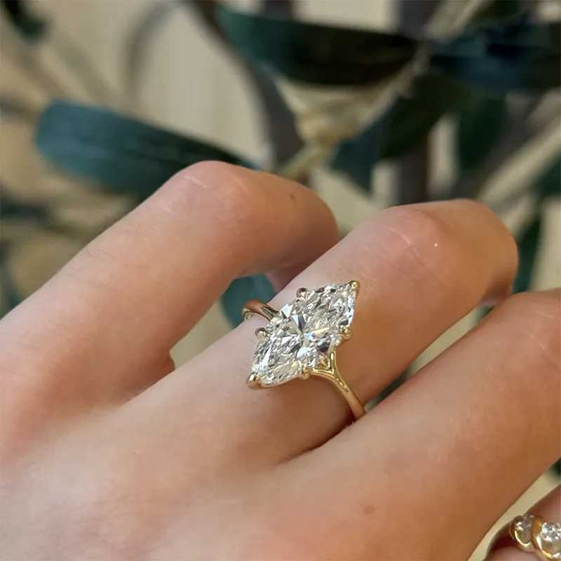 Vintage Marquise Cut Lab Diamond Ring 100% Real 925 Sterling Silver Engagement Wedding Band Rings for Women Promise JewelryXJ250514
