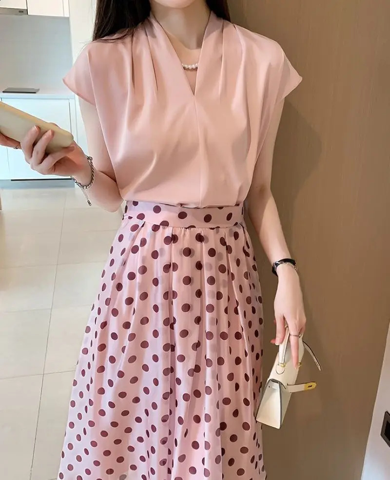 Chiffon Blouse For Ladies Summer Short-sleeved Pullover Korean Fashion Office Lady Cltoehs Tops Elegant Female Shirts 250513