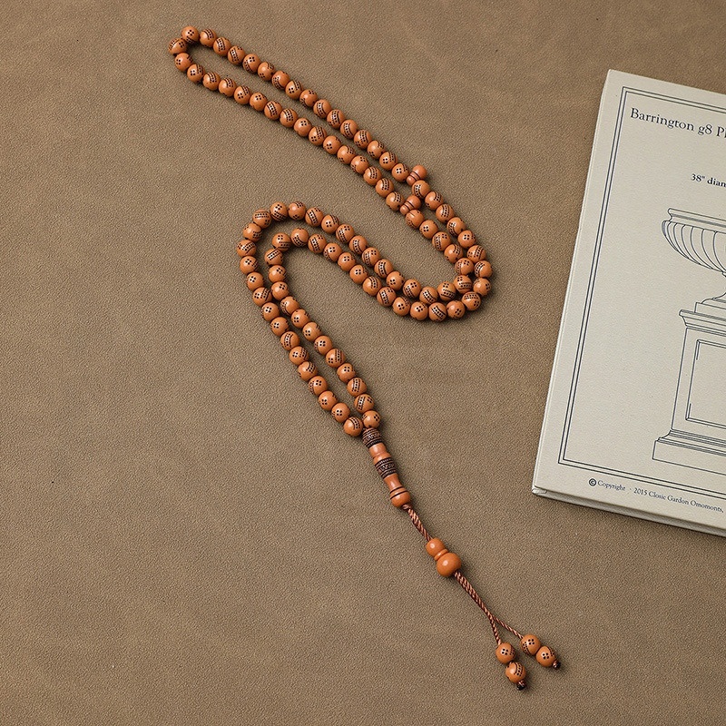 Prayer Tesbiha 99 pieces imitation amber handmade string Saudi prayer beads hand twisted fingers