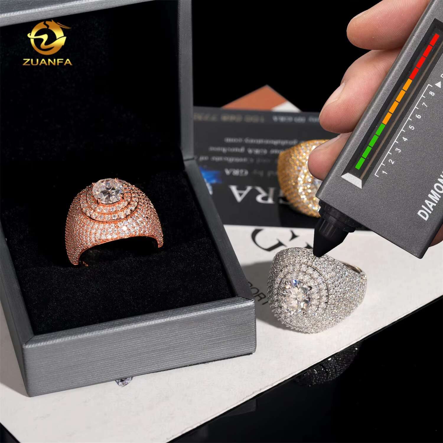 Custom High Quality Iced Out Men Hip Hop 925 Sterling Silver Oval 3ct VVS Moissanite Rings