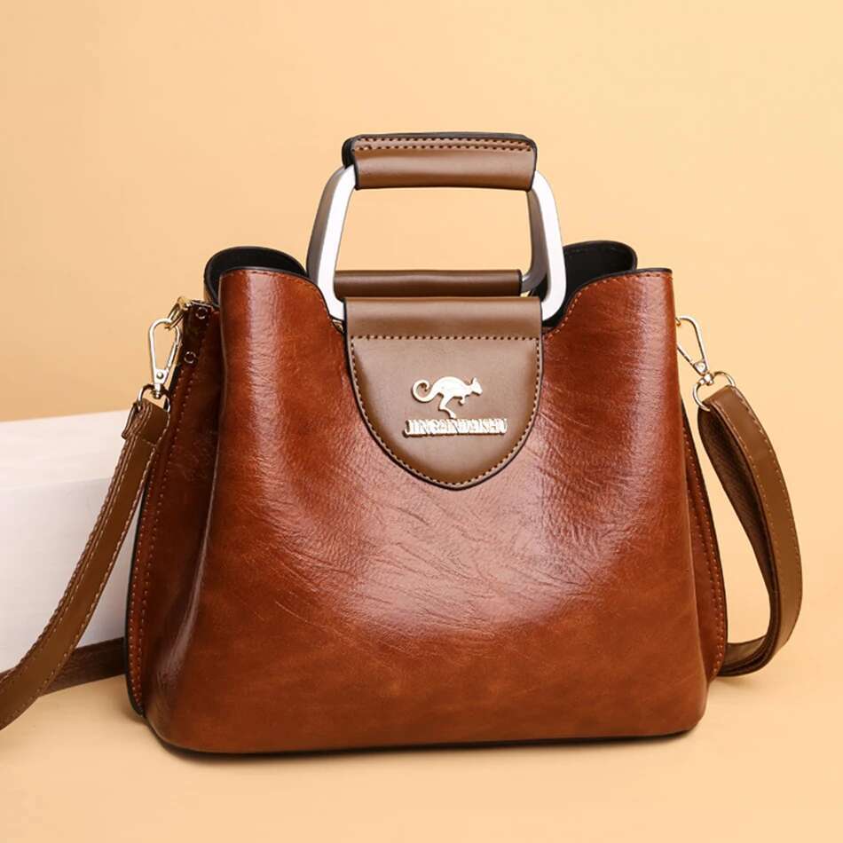 Designer Handbag Purses For Women 2024 Female Oil Leather Branded Shoulder Crossbody Messenger Tote Bag Small Fashion Sac