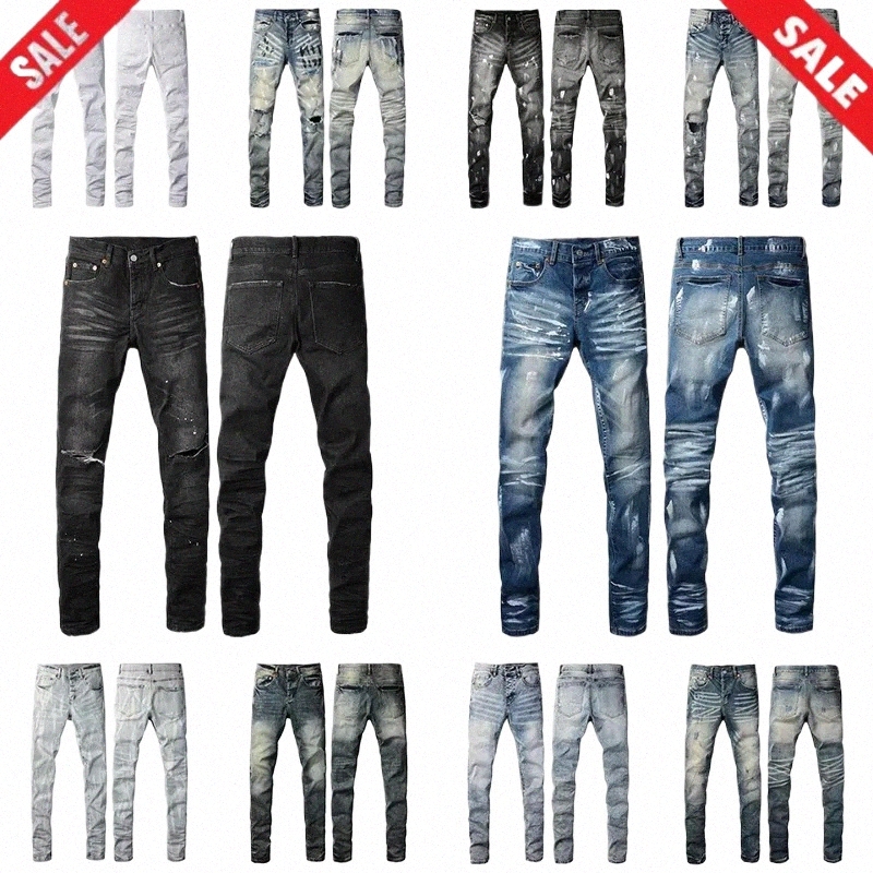 mens Jeans Designer Fashion Ripped Jeans Slim Fit Jeans Denims For Man Black Pants 05n9#