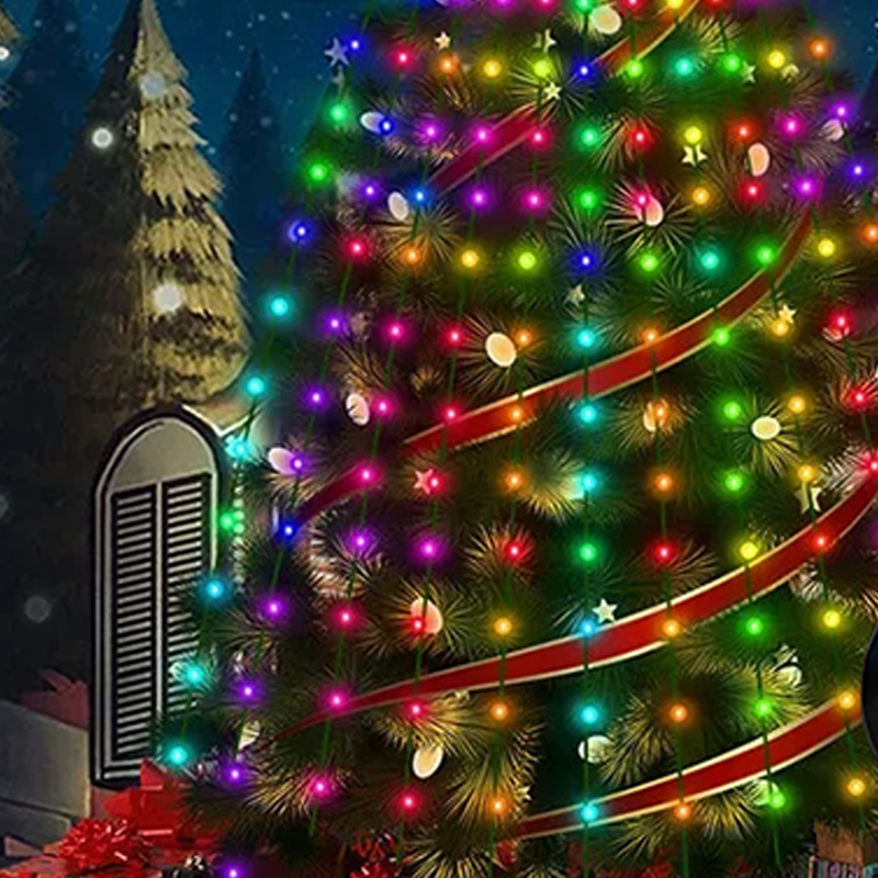 Smart App-Controlled Christmas Tree Lights with Customizable Color Combinations & Timer Switch
