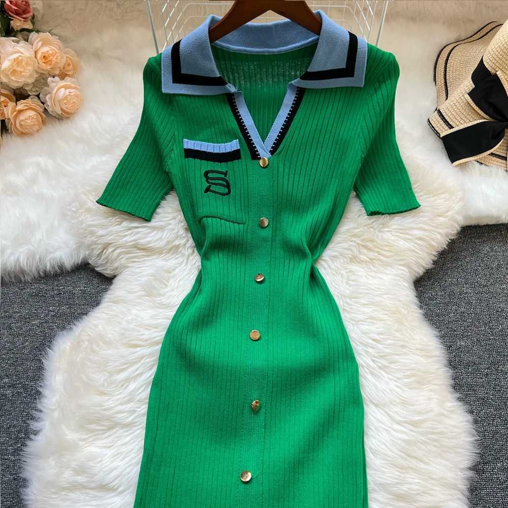 YuooMuoo Brand Fashion Summer Knitted Dress Women 2025 New Y2K Embroidery Long Bodycon Sweater Dress Streetwear Lady DressesXJ250514