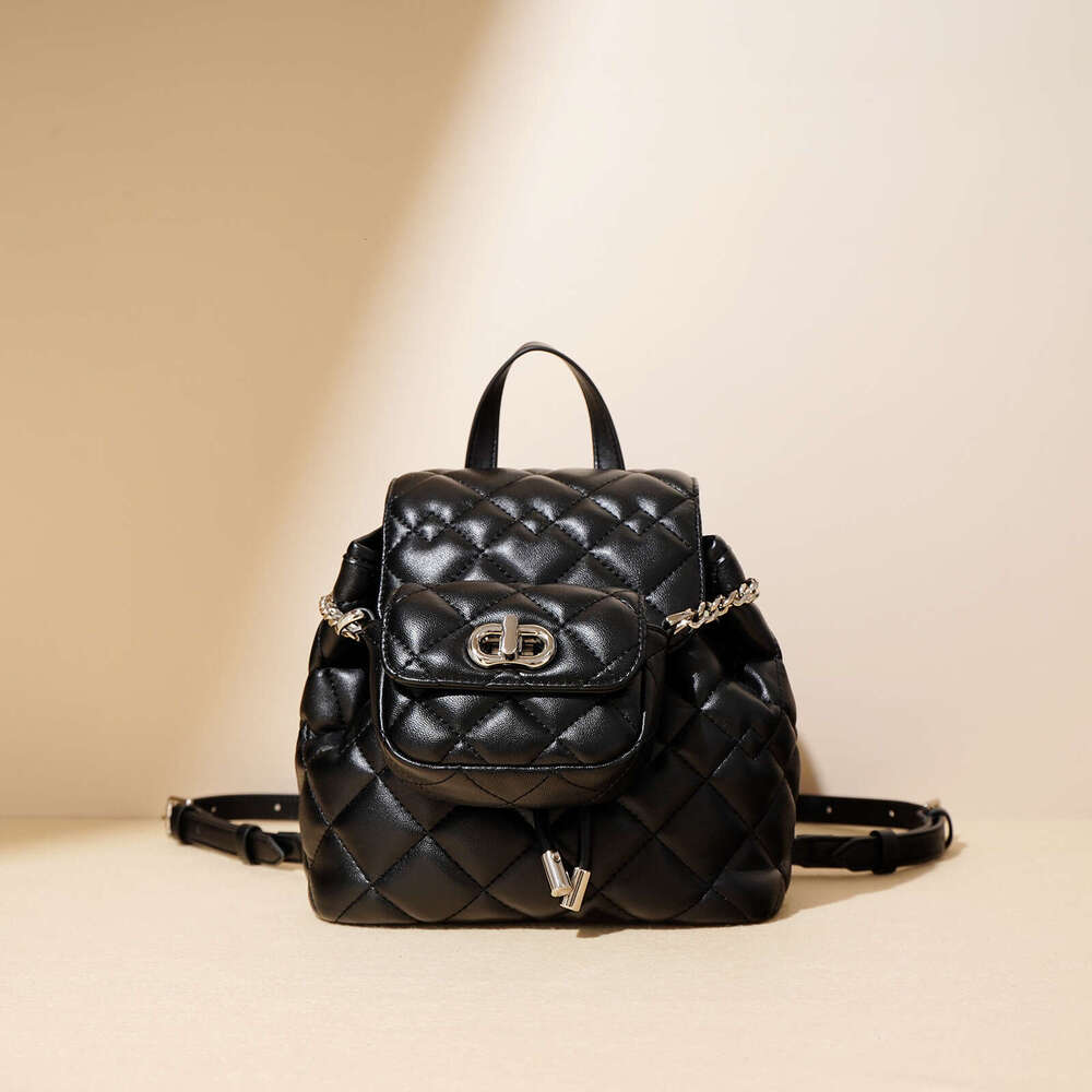 Shoulder Bag For Women 2025 New High-End Versatile Exquisite Niche Small Fragrance Style Diamond Grid Travel Mother And Child Backpack