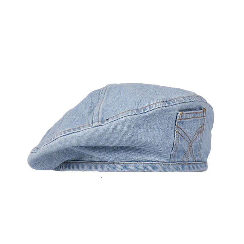 Womens Artistic Style Retro Washed Cotton Denim Pocket Headwear Fashion Painter Caps Beret Hat 250514