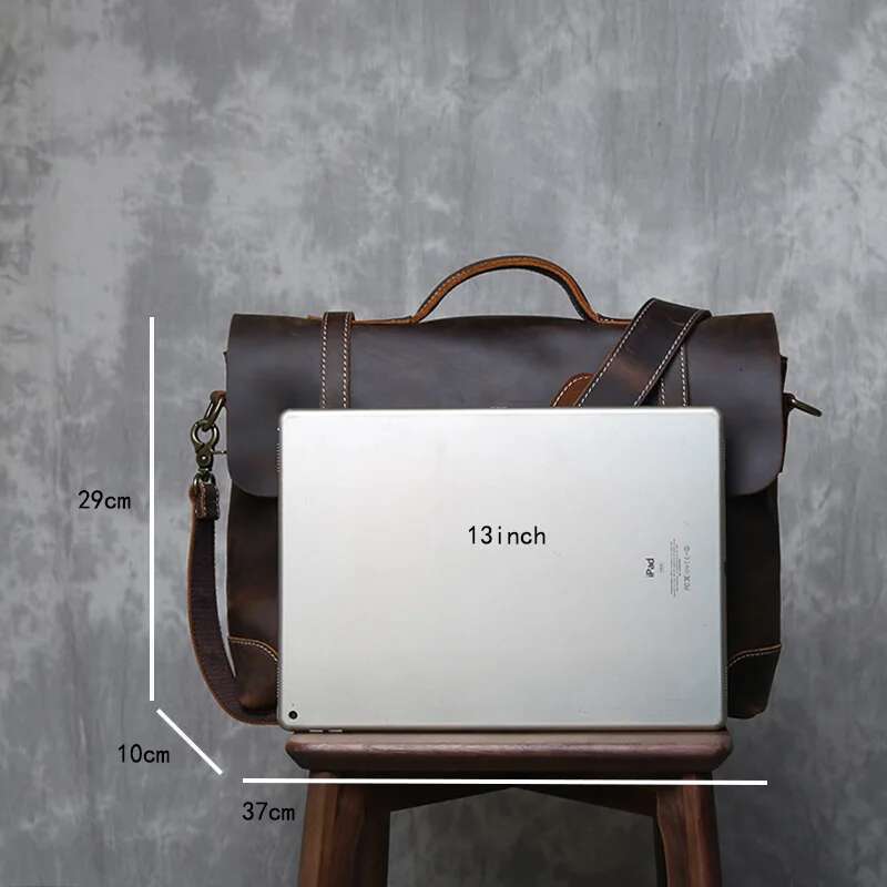 Retro Crazy Horse Commuter Handbag Top Layer Cowhide Old Postman British Style Leather Diagonal Shoulder Bag Male